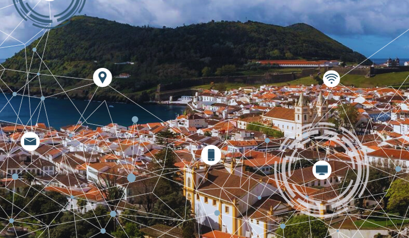 A photo of Angra do Heroísmo with connections to technology