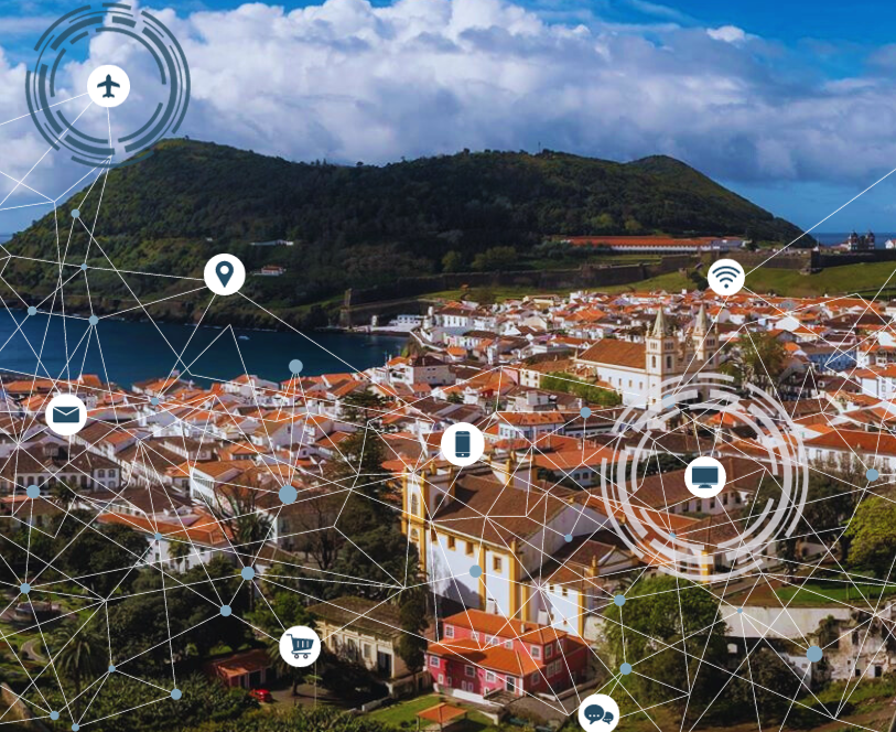 A photo of Angra do Heroísmo with connections to technology