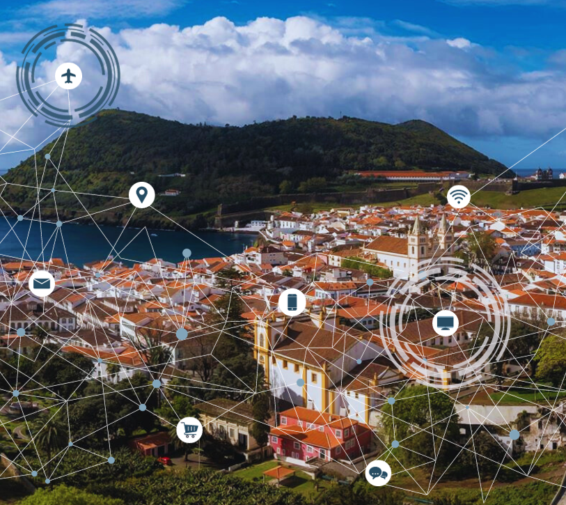 A photo of Angra do Heroísmo with connections to technology