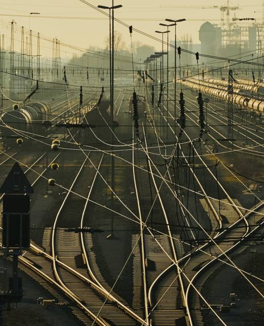 Train tracks of a large train station